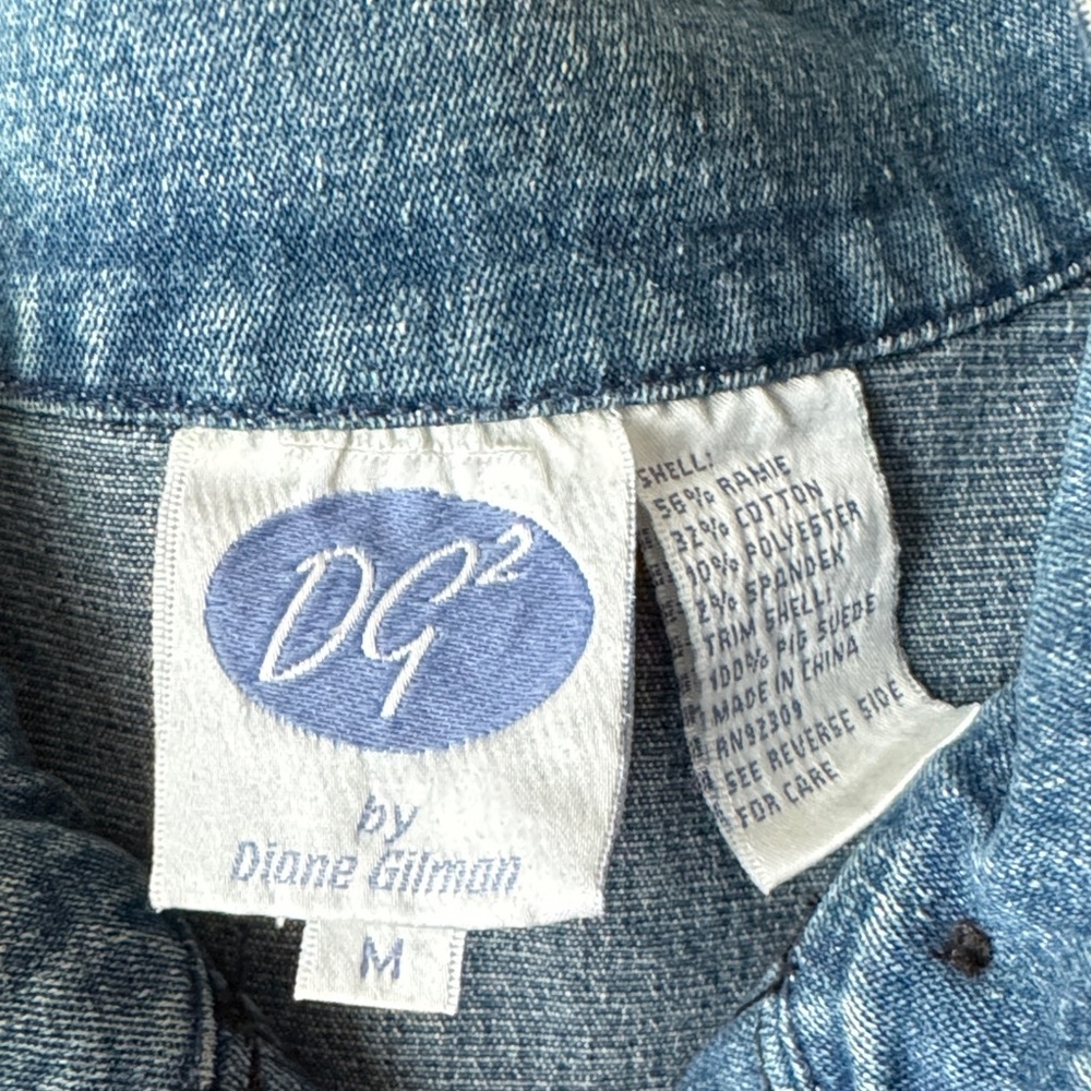 Diane Gilman Blue and Brown Jean Jacket - Picture 9 of 11